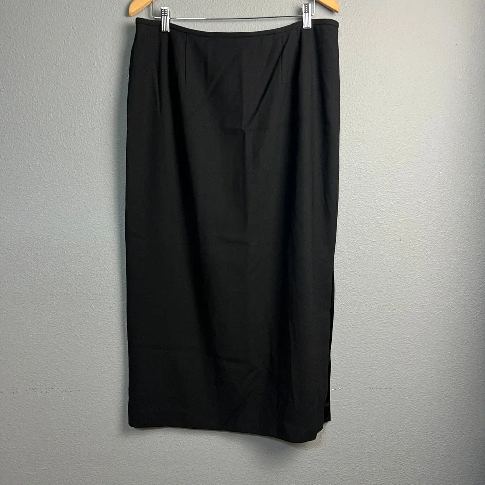 Dress Barn Black Midi Skirt Women's Size 16 Career Pencil Slit Lined Closet‎